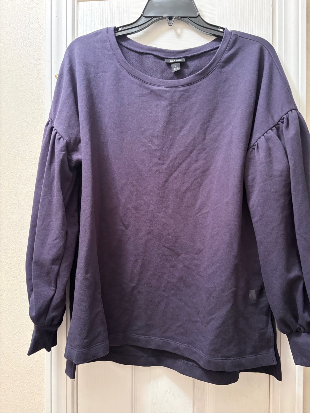 a.n.a Navy Puff-Sleeve Sweatshirt Top